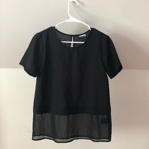 Black blouse with mesh at the bottom-paper crane